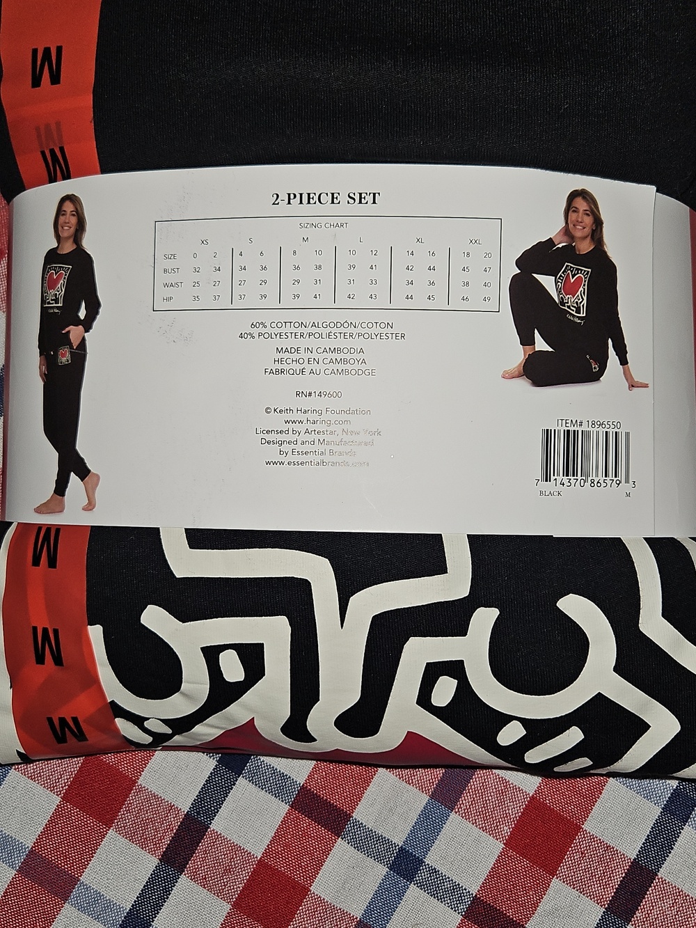 Keith Haring Women's M Lounge Set Black Cotton Blend - Picture 3 of 3